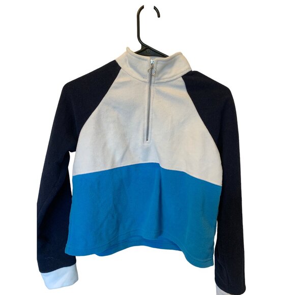 🌸3/$15🌸Blue Navy and White Color Block Pullover with 3/4 Zip sz Small - Picture 2 of 5